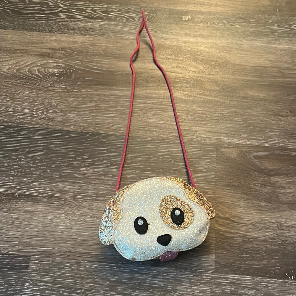 Crewcuts Glitter Puppy Crossbody Bag - Pink and Gold